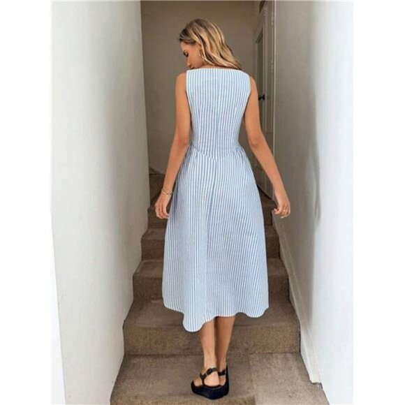 Sleeveless Striped Midi Dress - Picture 2 of 16